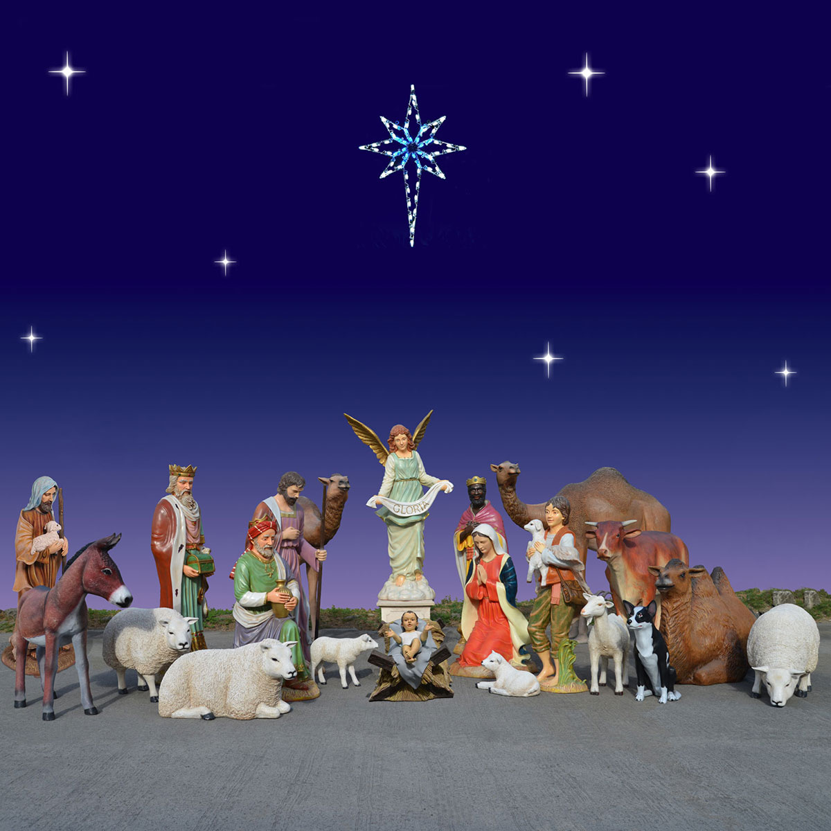 Set of large outdoor Nativity scene figures