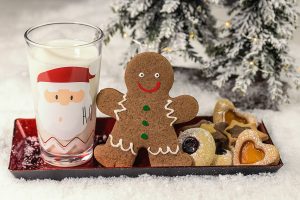 Gingerbread man, milk, and cookies for Santa