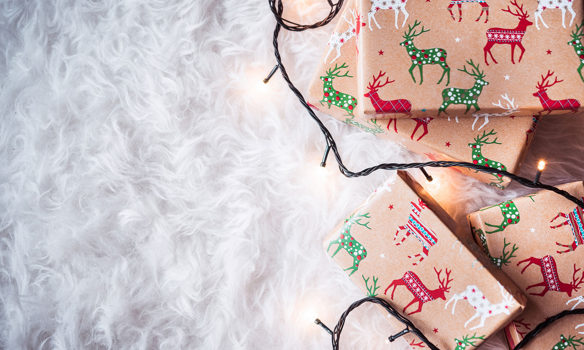 Christmas wrapping paper with reindeer