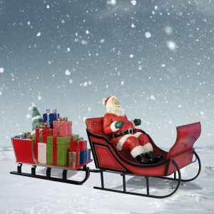 Santa sleigh with gifts in snow