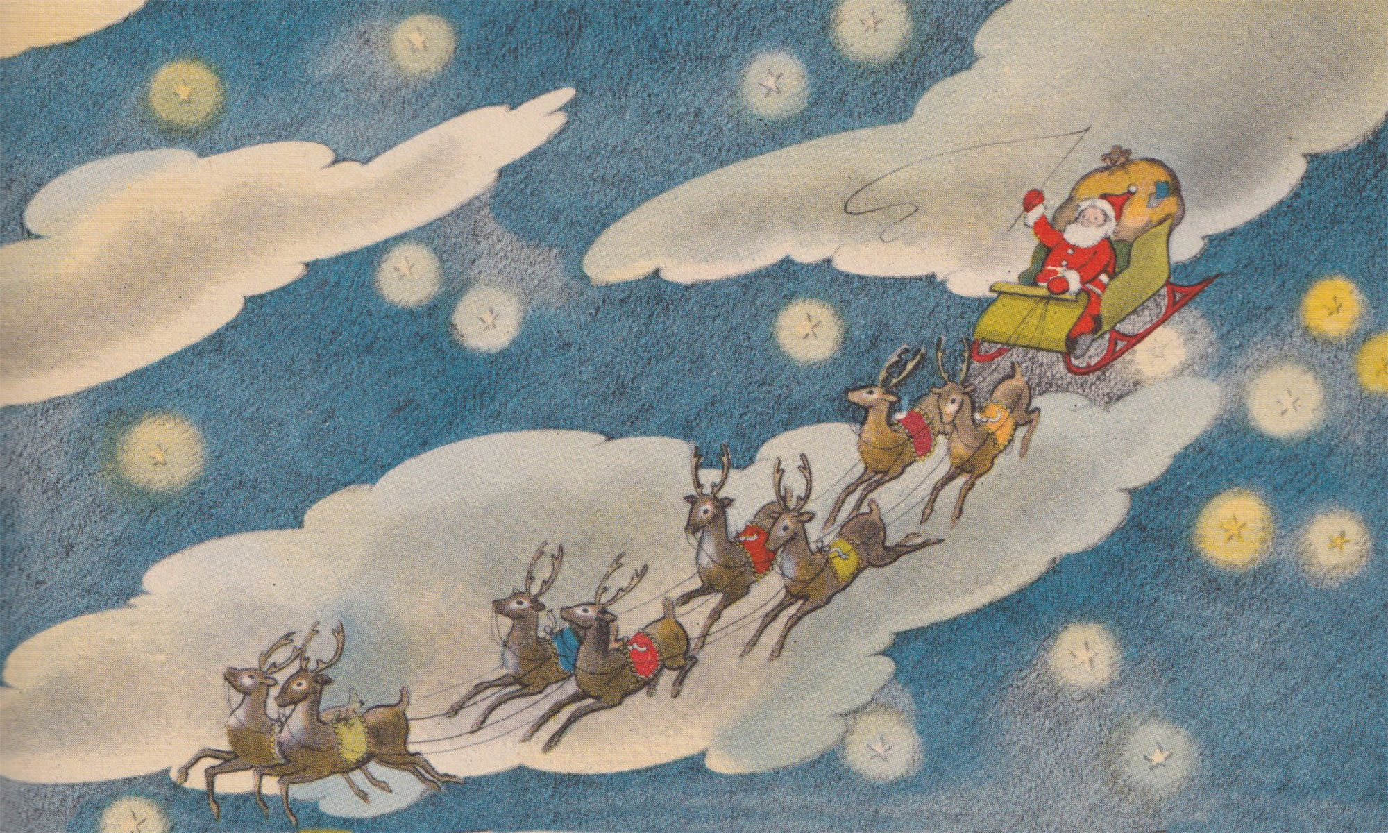 Illustration of Santa sleigh from The Night Before Christmas