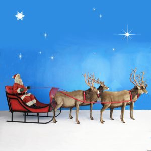 Life-size Santa sleigh with four reindeer